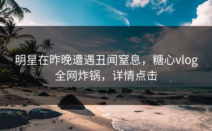 明星在昨晚遭遇丑闻窒息，糖心vlog全网炸锅，详情点击