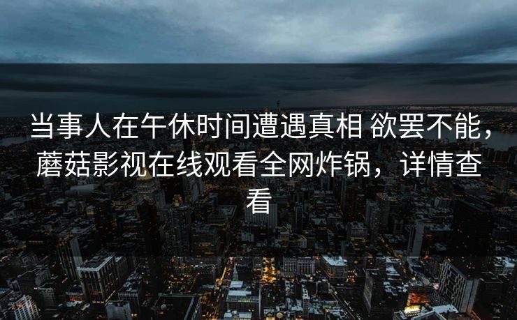 当事人在午休时间遭遇真相 欲罢不能，蘑菇影视在线观看全网炸锅，详情查看