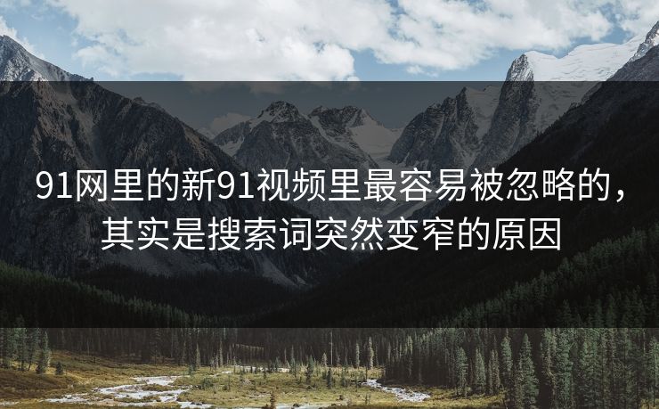 91网里的新91视频里最容易被忽略的，其实是搜索词突然变窄的原因